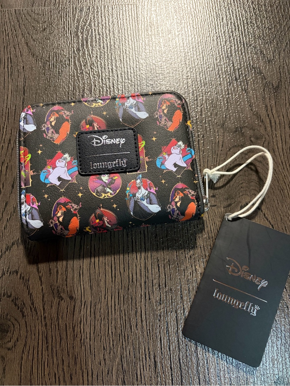 Loungefly Disney Villains Pattern Black Zip Around Wallet with Multicolor Prints